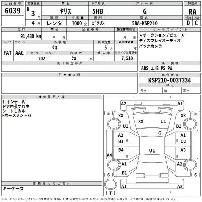 Toyota YARIS  с аукциона в Японии