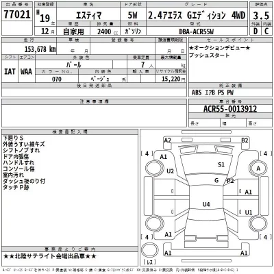 Toyota ESTIMA  с аукциона в Японии
