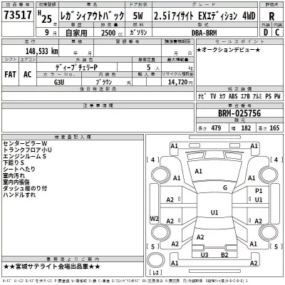 Subaru LEGACY OUTBACK  с аукциона в Японии