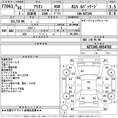 Toyota ALLION  с аукциона в Японии