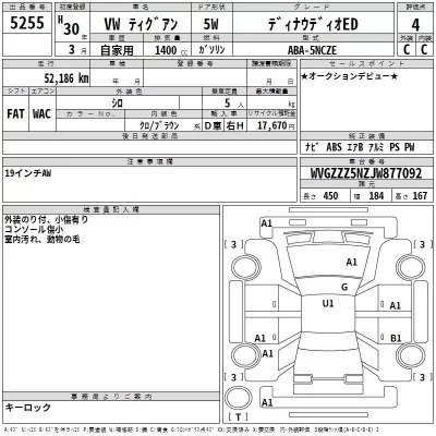 Volkswagen TIGUAN  с аукциона в Японии