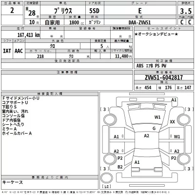 Toyota PRIUS  с аукциона в Японии