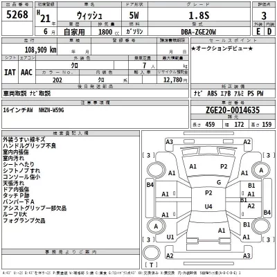 Toyota WISH  с аукциона в Японии