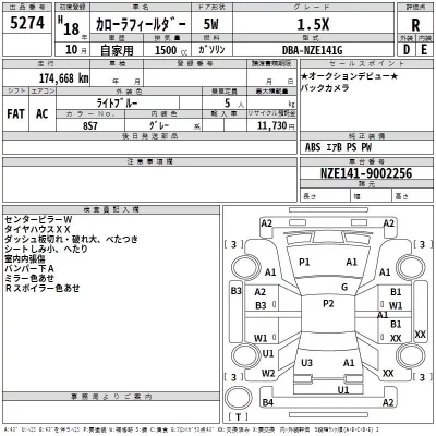 Toyota COROLLA FIELDER  с аукциона в Японии