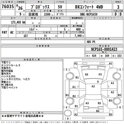 Toyota PROBOX  с аукциона в Японии