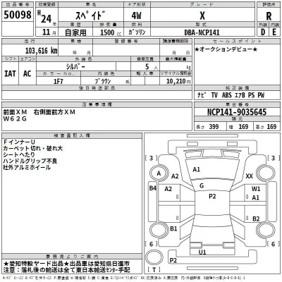 Toyota SPADE  с аукциона в Японии