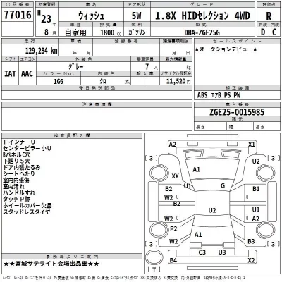 Toyota WISH  с аукциона в Японии