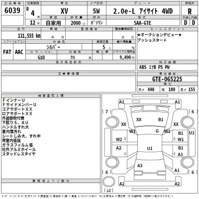 Subaru XV  с аукциона в Японии
