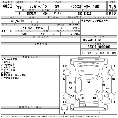 Subaru SAMBAR  с аукциона в Японии