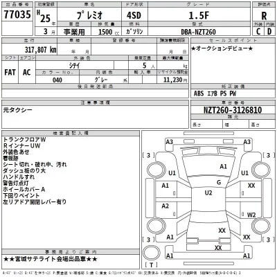 Toyota PREMIO  с аукциона в Японии