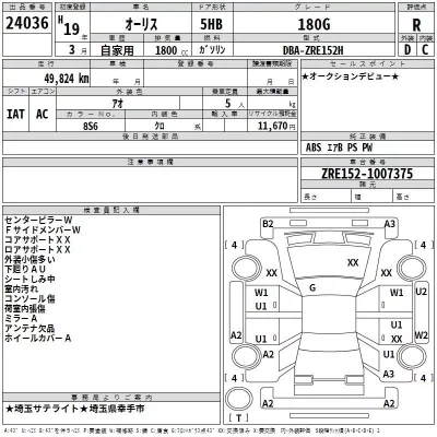 Toyota AURIS  с аукциона в Японии