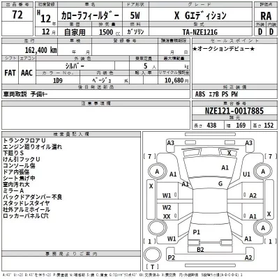 Toyota COROLLA FIELDER  с аукциона в Японии