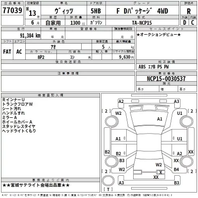 Toyota VITZ  с аукциона в Японии
