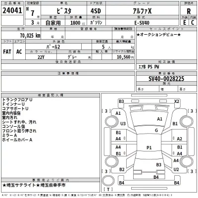 Toyota VISTA  с аукциона в Японии