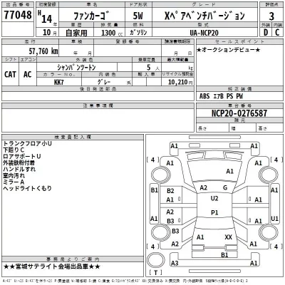 Toyota FUNCARGO  с аукциона в Японии