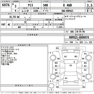 Toyota YARIS  с аукциона в Японии