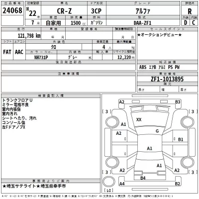 Honda CR-Z  с аукциона в Японии