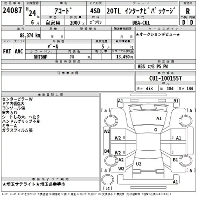 Honda ACCORD  с аукциона в Японии