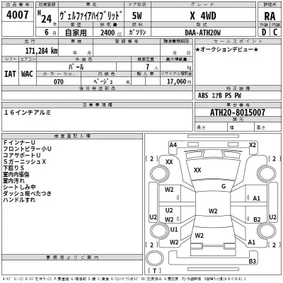 Toyota VELLFIRE  с аукциона в Японии