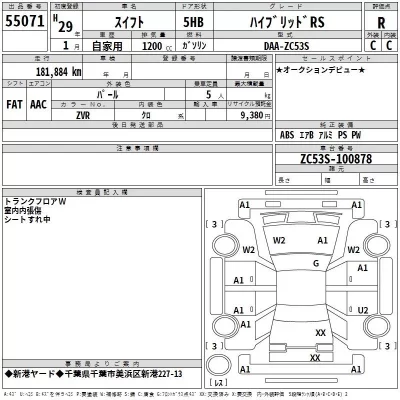 Suzuki SWIFT  с аукциона в Японии