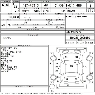 Toyota HIACE  с аукциона в Японии
