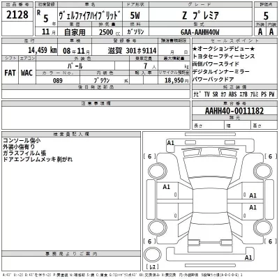 Toyota VELLFIRE  с аукциона в Японии