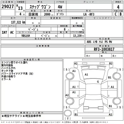 Honda STEP WAGON  с аукциона в Японии