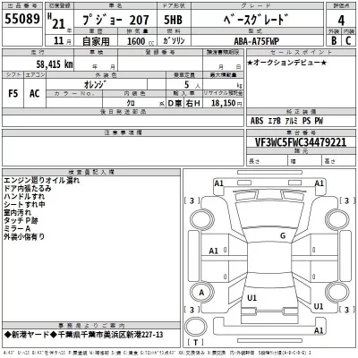 Peugeot 207  с аукциона в Японии
