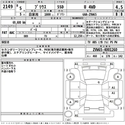Toyota PRIUS  с аукциона в Японии
