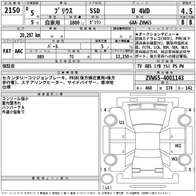 Toyota PRIUS  с аукциона в Японии