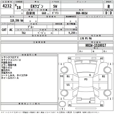 Mitsubishi EK WAGON  с аукциона в Японии