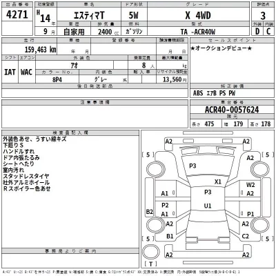 Toyota ESTIMA  с аукциона в Японии