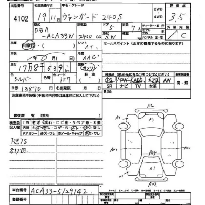 Toyota VANGUARD  с аукциона в Японии