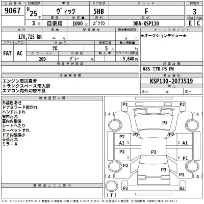 Toyota VITZ  с аукциона в Японии