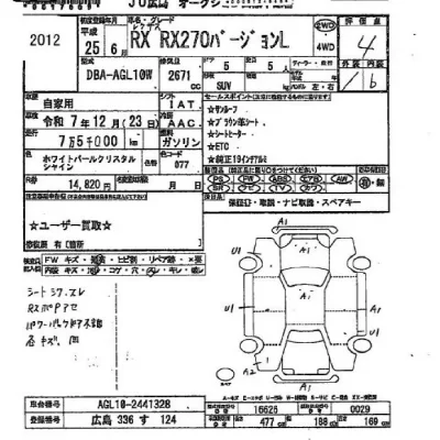 Lexus RX  с аукциона в Японии