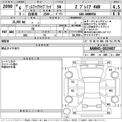 Toyota VELLFIRE  с аукциона в Японии