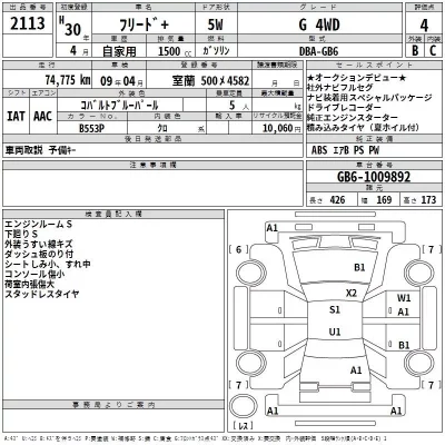 Honda FREED  с аукциона в Японии