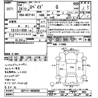 Toyota SPADE  с аукциона в Японии