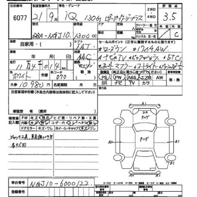 Toyota IQ  с аукциона в Японии