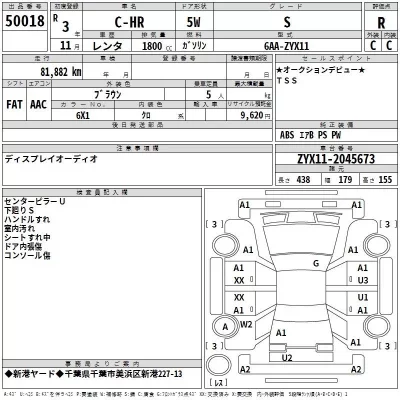 Toyota C-HR  с аукциона в Японии