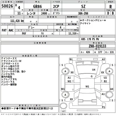 Toyota 86  с аукциона в Японии