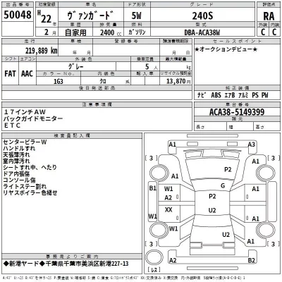 Toyota VANGUARD  с аукциона в Японии