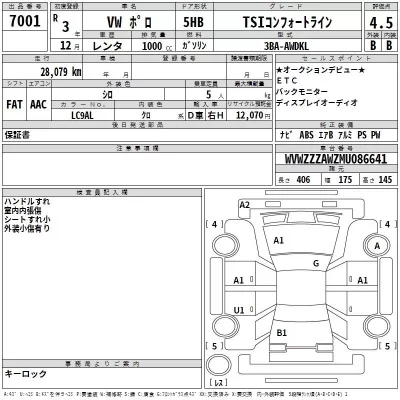 Volkswagen POLO  с аукциона в Японии