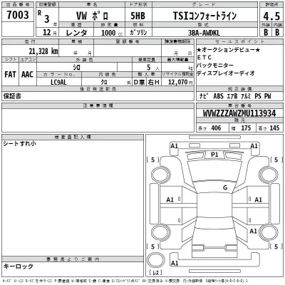 Volkswagen POLO  с аукциона в Японии