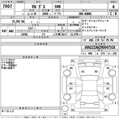 Volkswagen POLO  с аукциона в Японии