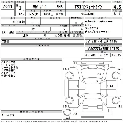 Volkswagen POLO  с аукциона в Японии