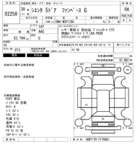 Toyota SIENTA лот № 2258 оценка RA  с аукциона в Японии 6