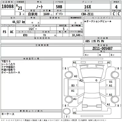 Nissan NOTE  с аукциона в Японии