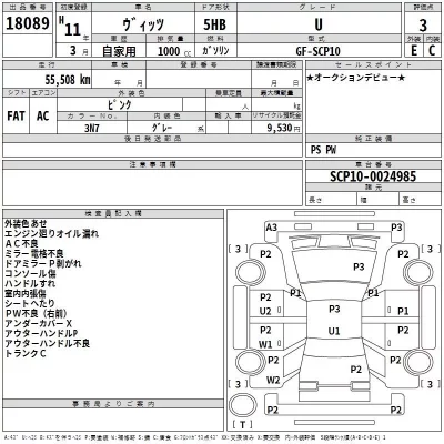 Toyota VITZ  с аукциона в Японии