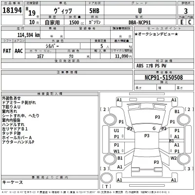Toyota VITZ  с аукциона в Японии